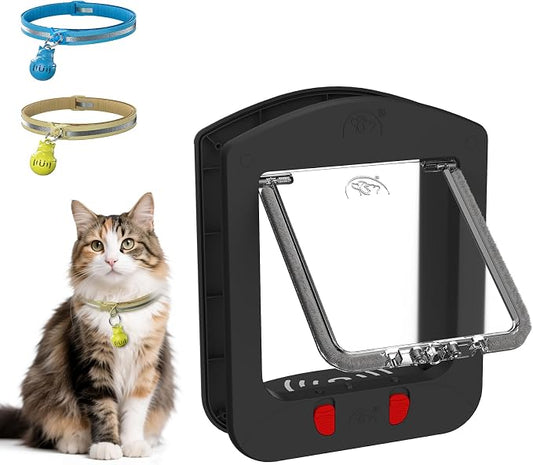 Cat Door for Interior Door and Exterior Door, 4 Way Locking Cat Door by LetYourPetsAdventuresBegi