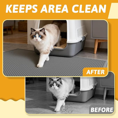 Pieviev Cat Litter Mat Double Layer Waterproof Urine Proof Trapping Mat 1 Pack) - Image 3