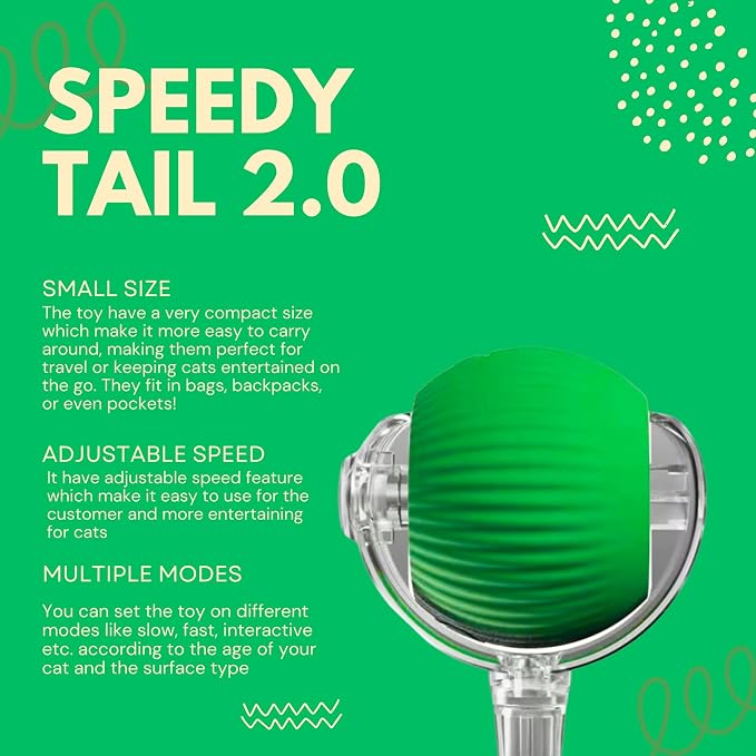 Speedy Tail 2.0 Cat Toy, 360°Automatic Rolling Ball, Smart Interactive Cat Toy - Image 4
