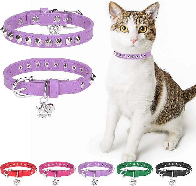 Leather Cat Collars for Boy Girl Cats by DILLYBUD