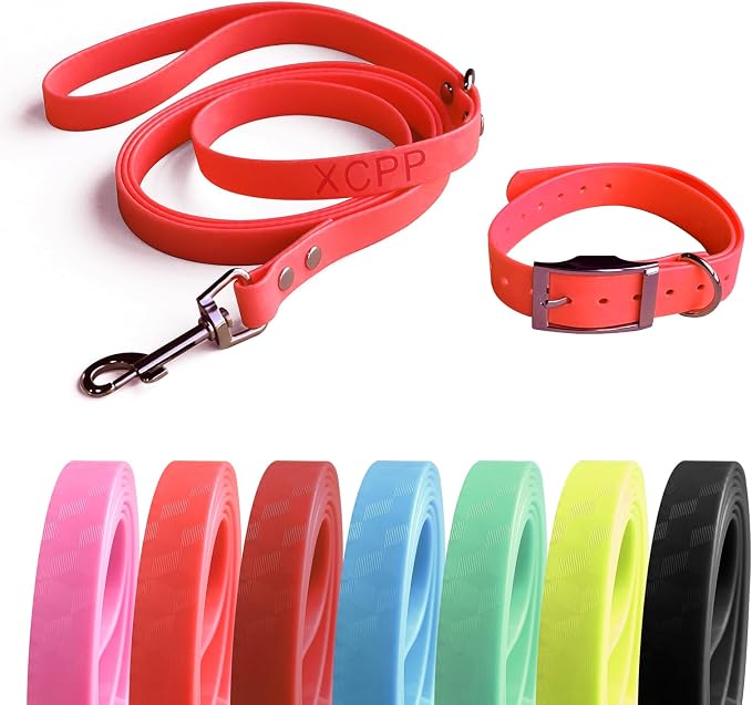 4.2FT Dog Collar and Leash Set, PVC Waterproof Adjustable Odor Proof Pet by Unknown