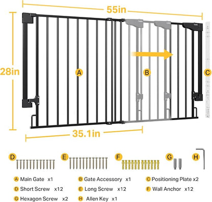 Cumbor 35.1–55" No Bottom Bar Baby Gate - Image 8
