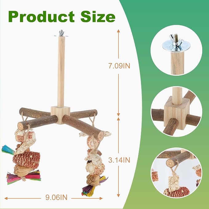 Rotating Bird Perches, Natural Wooden Perch - Image 2