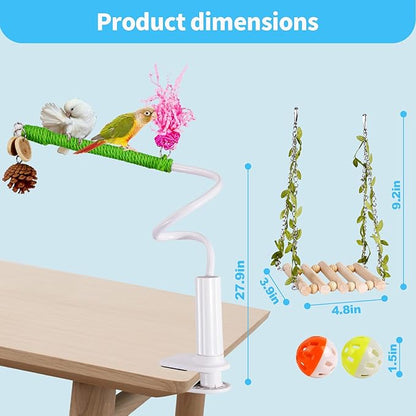 Bird Perch Stand with Swing, Desktop Bird Toy & Stand - Image 3