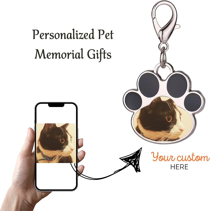 Custom Pet Photo Keychain Personalized Photo Pawprint Dog Tag Keychain Engraved - Image 5