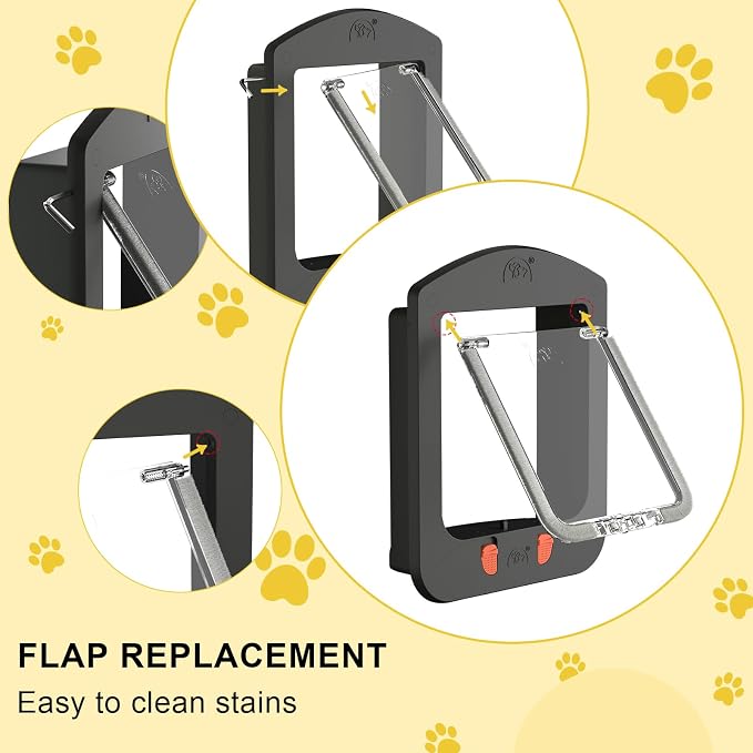 Cat Door for Interior Door and Exterior Door, 4 Way Locking Cat Door - Image 7