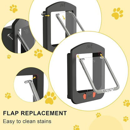 Cat Door for Interior Door and Exterior Door, 4 Way Locking Cat Door - Image 7