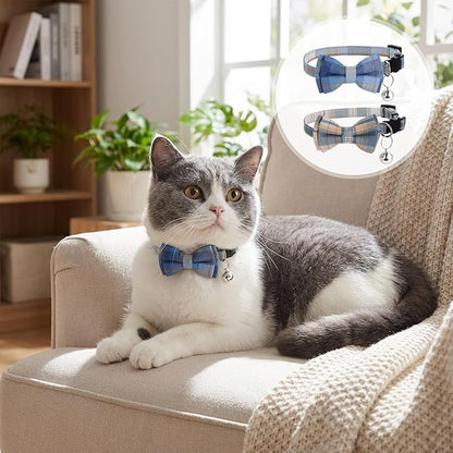 2Pcs Cat Collar Breakaway, Cute Plaid Cats Collar - Image 5