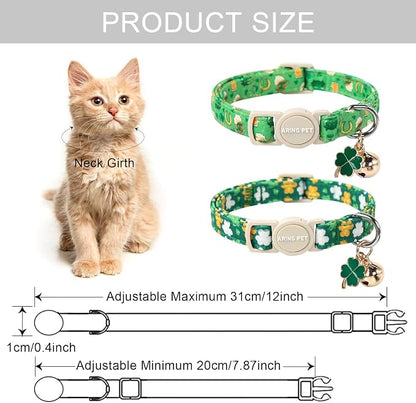 ARING PET 2 Pack St. Patrick's Day Cat Collars-Cute Green Clovers Cat Collar - Image 5