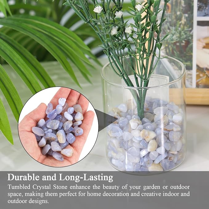 JOHOUSE Succulent Rocks, 1lb Light Blue Polished Pebbles - Image 2