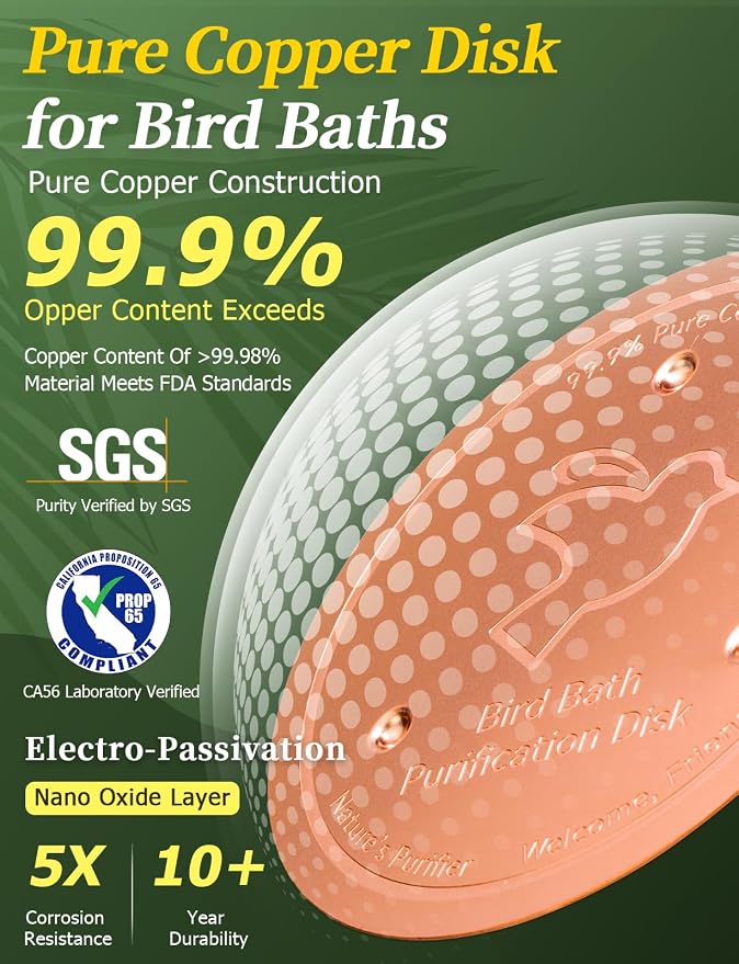 Mellbree 4-Pack Bird Bath Copper Disk, 0.6mm Reinforced 99.99% Pure Copper - Image 4