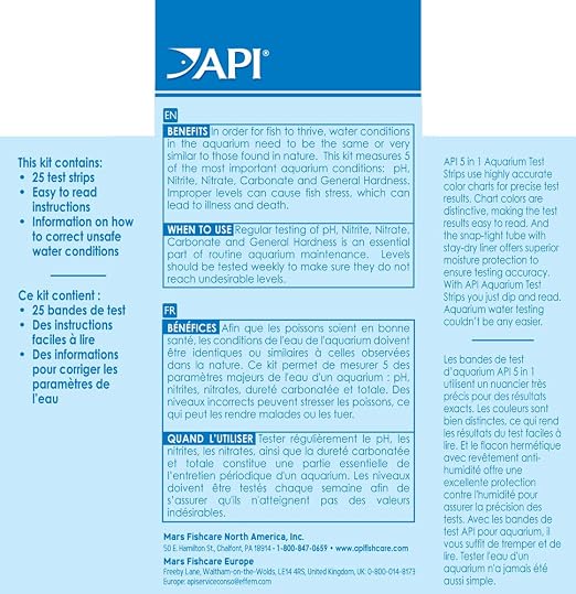 API 5-in-1 Test Strips Freshwater and Saltwater Aquarium Test Strips 25-Count - Image 2