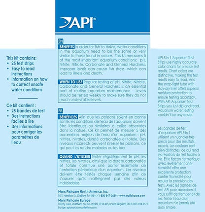 API 5-in-1 Test Strips Freshwater and Saltwater Aquarium Test Strips 25-Count - Image 2