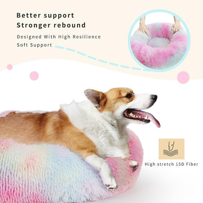 Calming Dog Bed for Medium Dogs Washable Donut 30 inches Anti-Slip Pet Bed - Image 4