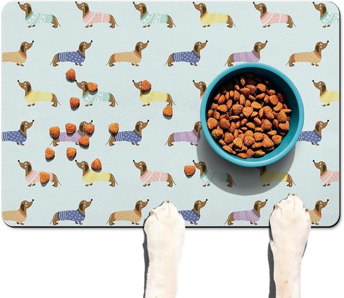 Dachshund Dog Food & Water Mat, Pet Feeding Mat - Image 2