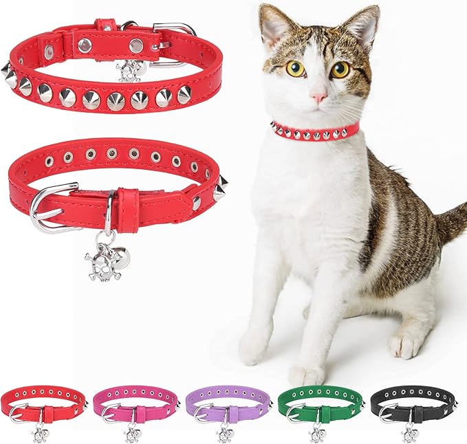 Leather Cat Collars for Boy Girl Cats by DILLYBUD