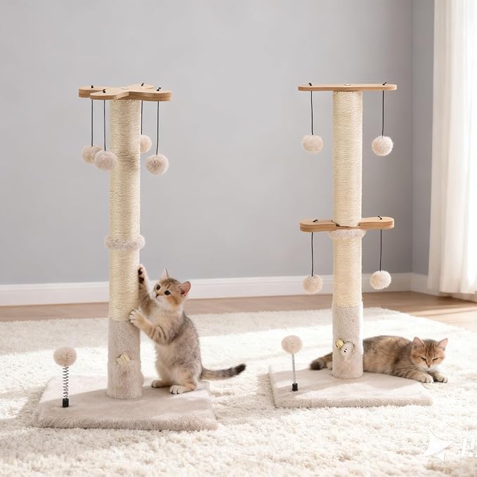 PAWSFANS Cat Scratching Post for Indoor Cats and Kittens, 30inches Tall Sisal - Image 2