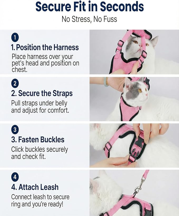 Luxelle 2 Pack Escape-Proof Cat Harness and Leash Set - Image 5