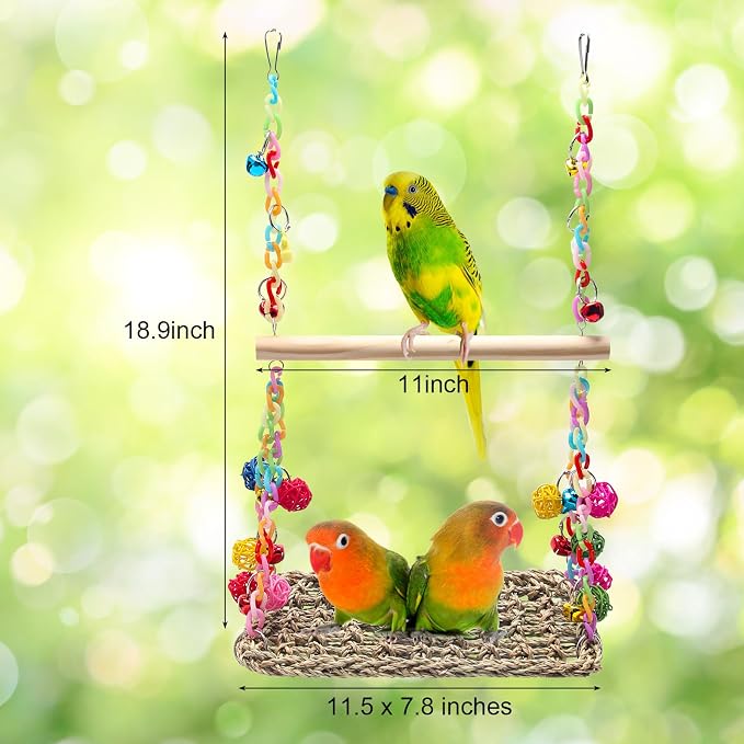 Bird Swing Toys Coolrunner Bird Hammock Bed Hanging Swing Nest Cotton Weave - Image 2