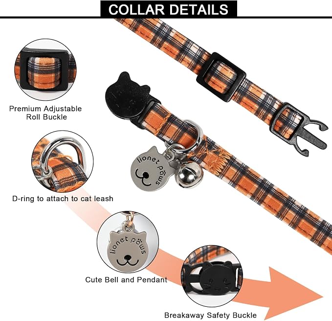 Lionet Paws 2pcs Pack Halloween Cat Collar, Cute Adjustable Cat Kitten Collar - Image 3