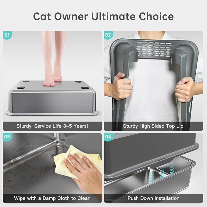 Enclosed Stainless Steel Cat Litter Box - Image 5