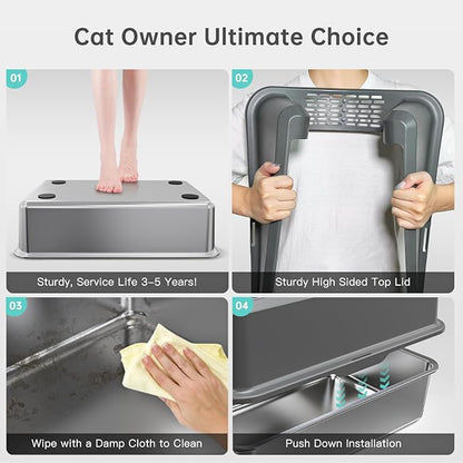 Enclosed Stainless Steel Cat Litter Box - Image 5