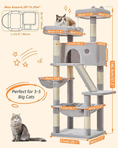 Taoqimiao Cat Tree 57.5-Inch, Cat Tower - Image 3