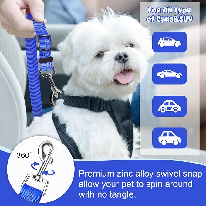 BWOGUE Pet Dog Cat Seat Belts, Car Headrest Restraint Adjustable Safety Leads - Image 5