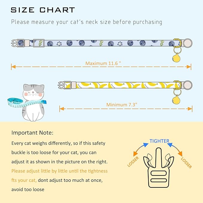 Faygarsle 2 Pack Blueberry Banana Pattern Cat Collars Breakaway Safety Collar - Image 2