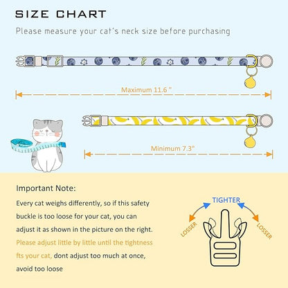 Faygarsle 2 Pack Blueberry Banana Pattern Cat Collars Breakaway Safety Collar - Image 2