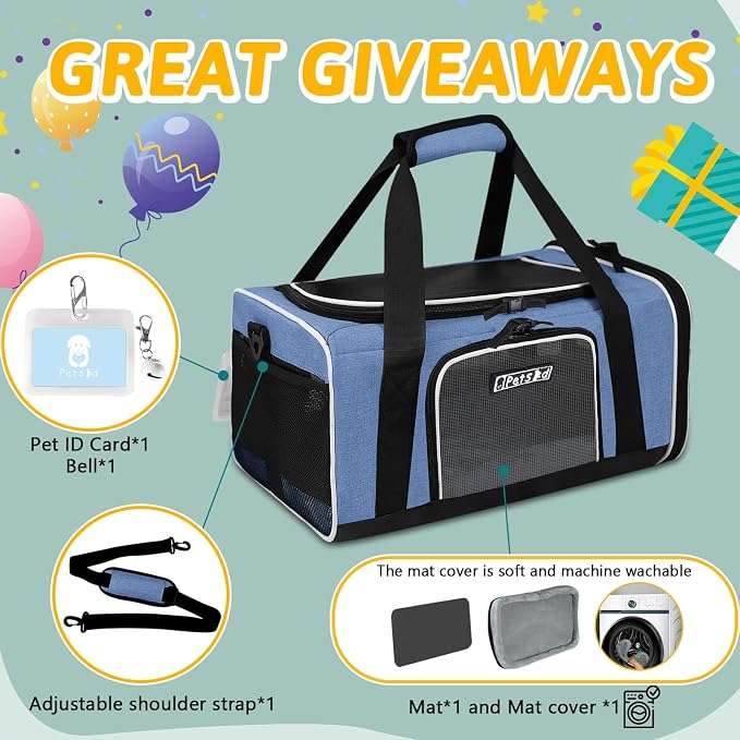 Petskd Pet Carrier 17x11x9.5 Alaska Airline Approved, Pet Travel Carrier Bag - Image 7