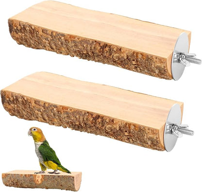 2PCS Natural Wood Bird Perch Platform by Unknown