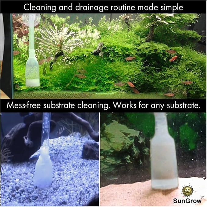 SunGrow Aquarium Fish Tank Gravel Cleaner Vacuum, Siphon Pump Aquarium Water - Image 3