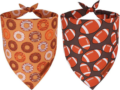 ADOGGYGO Dog Bandanas Boy Girl, Reversible Football Donuts Pet Scarf, Premium by ADOGGYGO