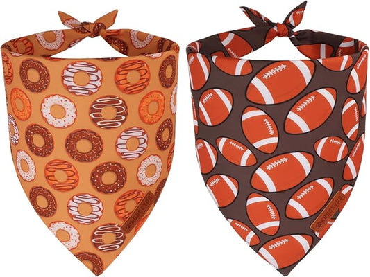 ADOGGYGO Dog Bandanas Boy Girl, Reversible Football Donuts Pet Scarf, Premium by ADOGGYGO