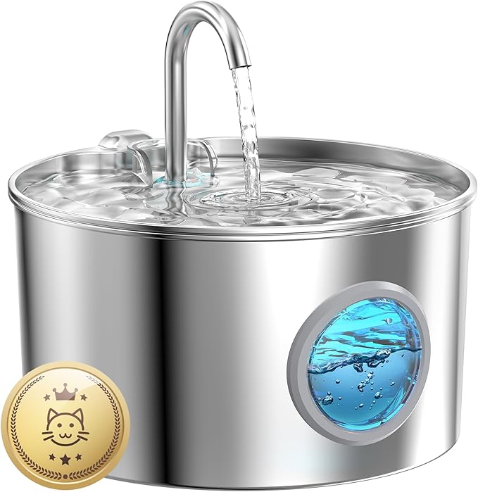 Cat Water Fountain Stainless Steel: 74oz/2.2L Cat Fountain by GIOTOHUNPetLife