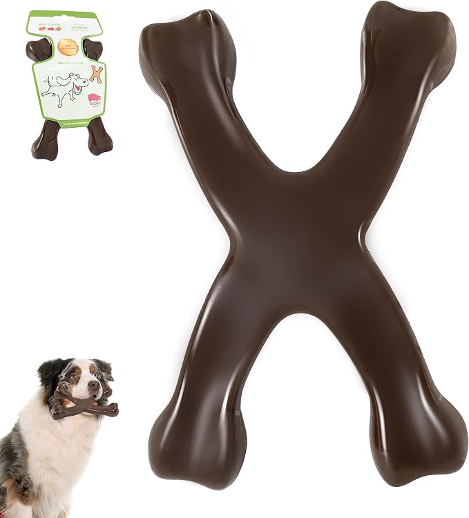 Tough Dog Chew Toy for Aggressive Chewers, Indestructible Beef Flavor Nylon Bone by IPTPAS