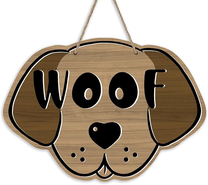 Cute Dog Front Door Sign, Farmhouse Wood Door Hanger Outdoor Outside Porch by Bolisom