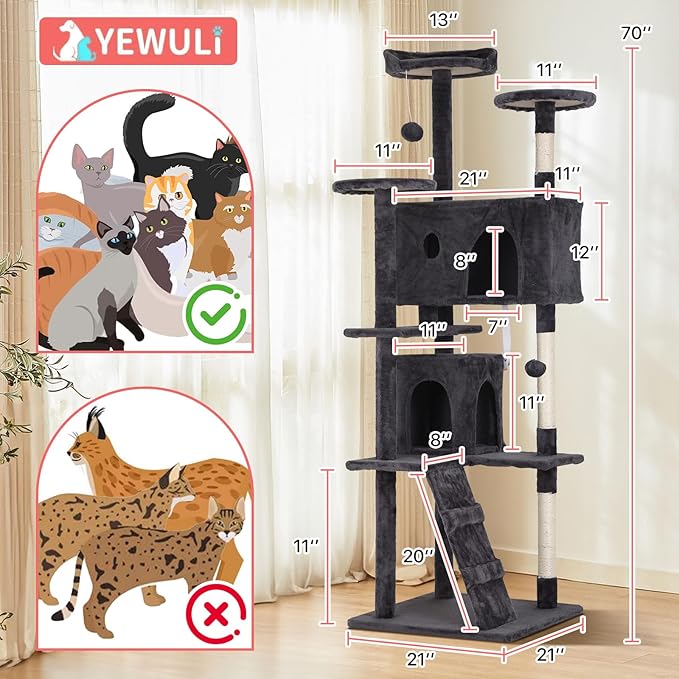 70in Cat Tree Cat Climbing Tower - Image 7
