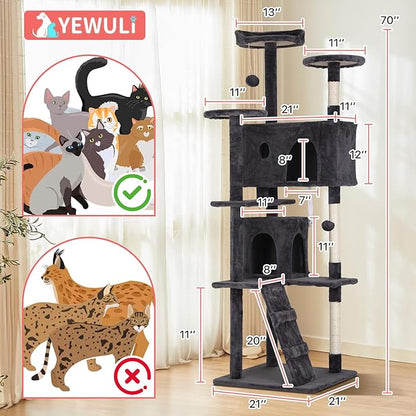 70in Cat Tree Cat Climbing Tower - Image 7