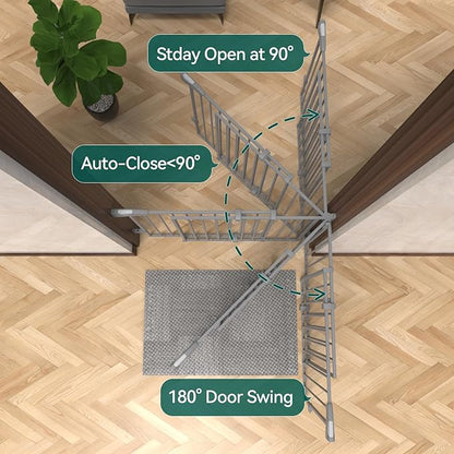 Babelio 31.5-55" No Bottom Bar Baby Gate Extra Wide, 2-in-1 Auto Close Dog Gate - Image 4