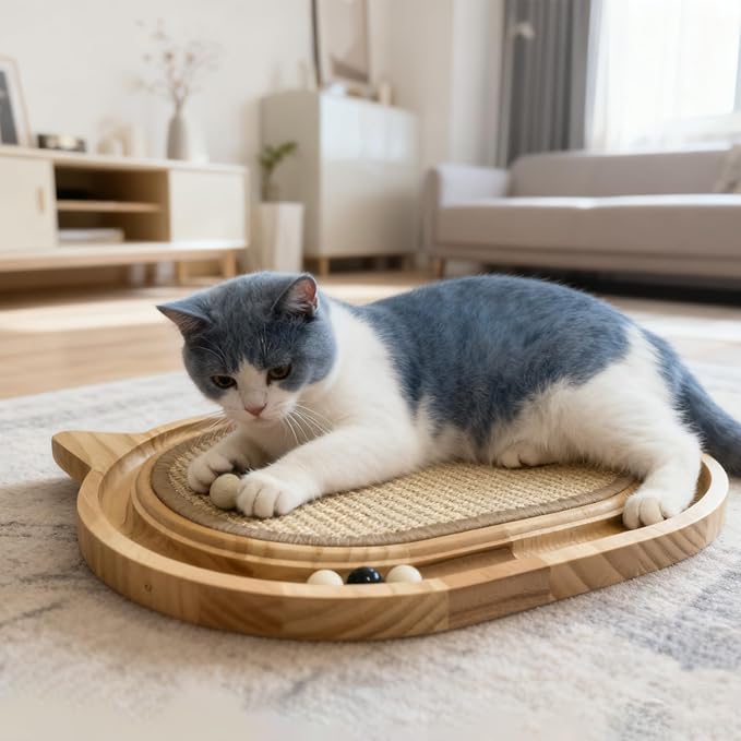 Wooden Interactive Cat Scratcher Toy - Image 5