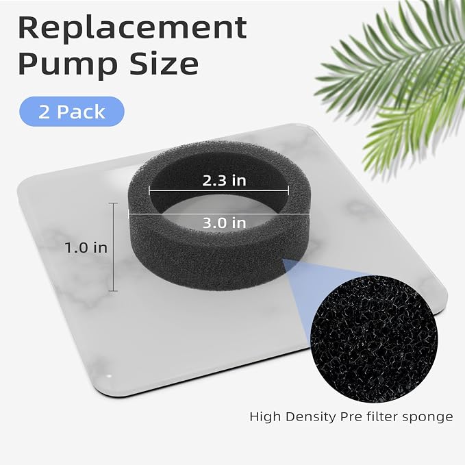 Glass Cat and Dog Water Fountain 90oz/2.7L, SMA-800 Ultra-Quiet Replacement Pump - Image 6
