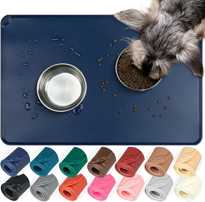 VIVAGLORY Dog Food Mat Flexmat Dog Bowl Mat, Placemat Food Tray by Vivaglory