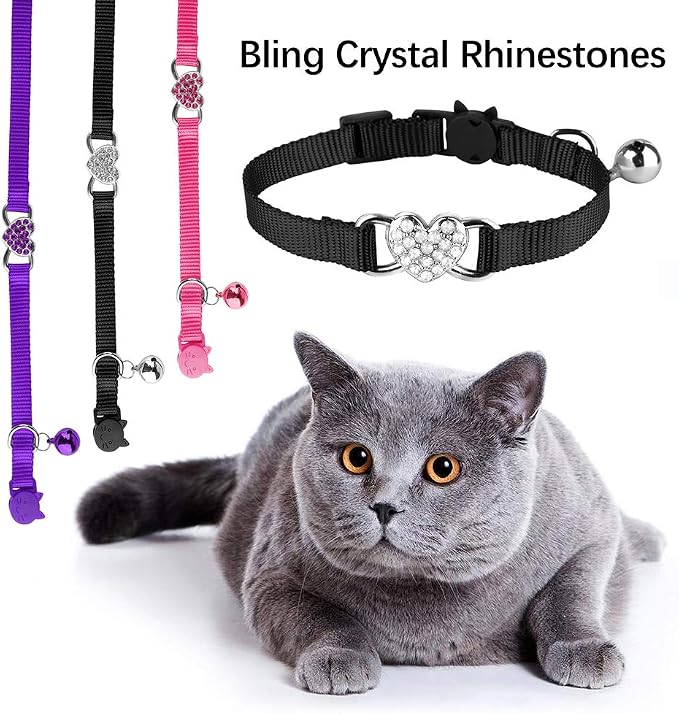 2 Pcs Cat Collars Heart Bling Breakaway - Image 5