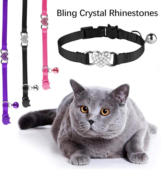 2 Pcs Cat Collars Heart Bling Breakaway - Image 7