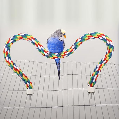 Bird Rope Perches for Parrots, Cockatiels, Budgie Cages Comfy Birds Colorful - Image 2