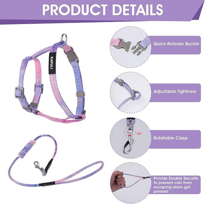 TIESOME Cat Harness and Leash Set, Adjustable Gradient Kitten Harness Escape - Image 4