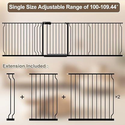 WAOWAO Baby Gate 100-109.42" Extra Wide Pressure Mounted Walk Through Swing - Image 2