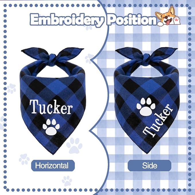 Personalized Dog Bandana Embroidered Name Custom Neckwear Dog Scarf Triangle - Image 2